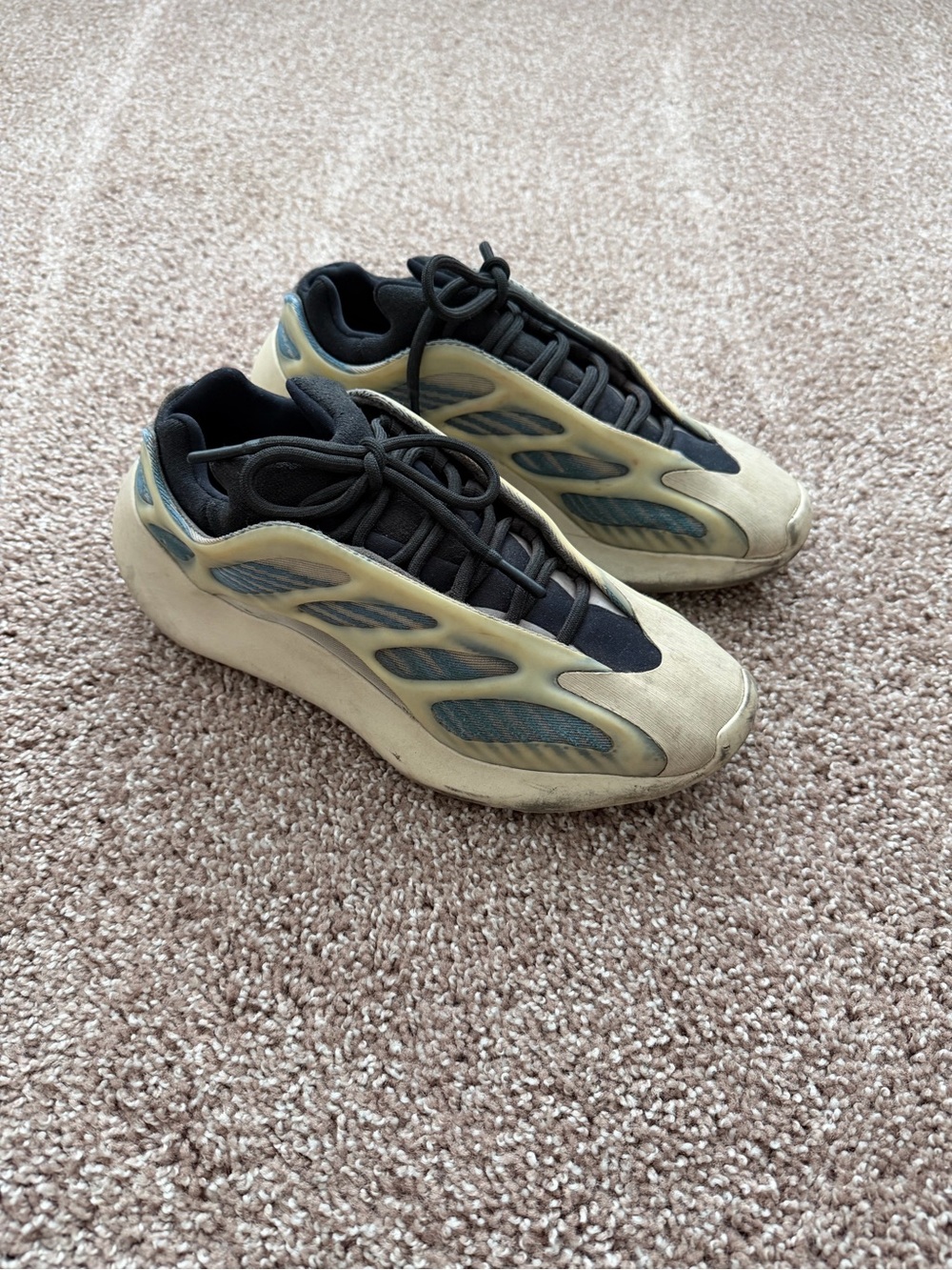 Yeezy Boost-Style Sneakers in Beige and Black